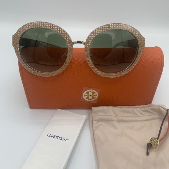 Tory Burch Crystal on Raffia Sunglasses (New) main image 8